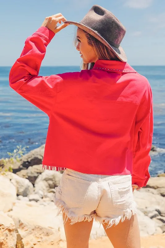 Rhinestone Fringe Studded Jacket