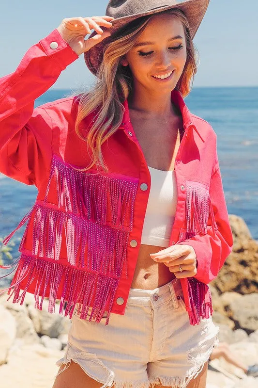 Rhinestone Fringe Studded Jacket