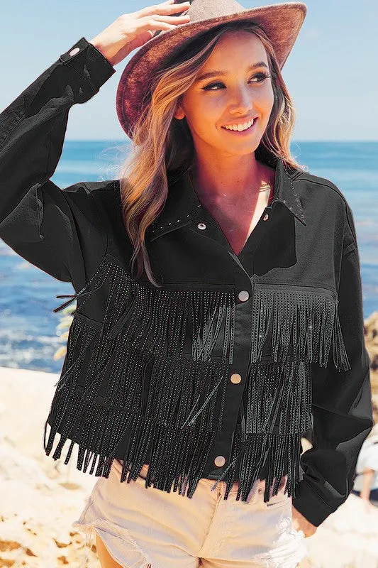 Rhinestone Fringe Studded Jacket