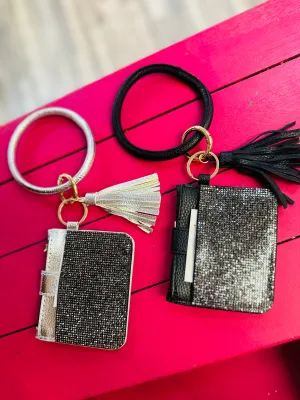 Rhinestone Keychain Wallet