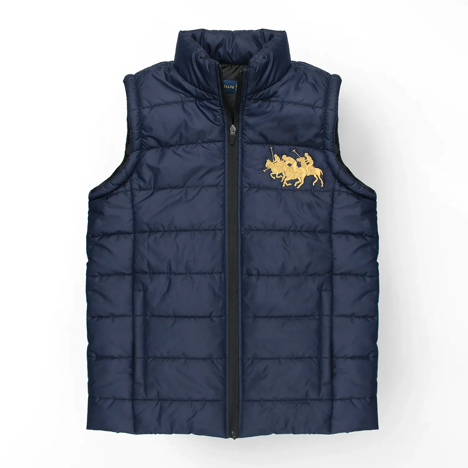 RL Navy Triple Pony Sleeveless Puffer Jacket