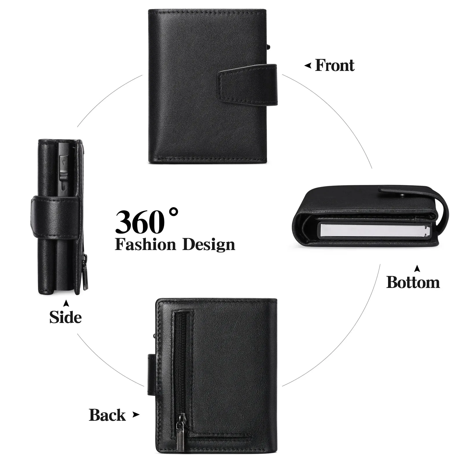 SENDEFN Genuine Leather Smart Wallet with RFID Blocking