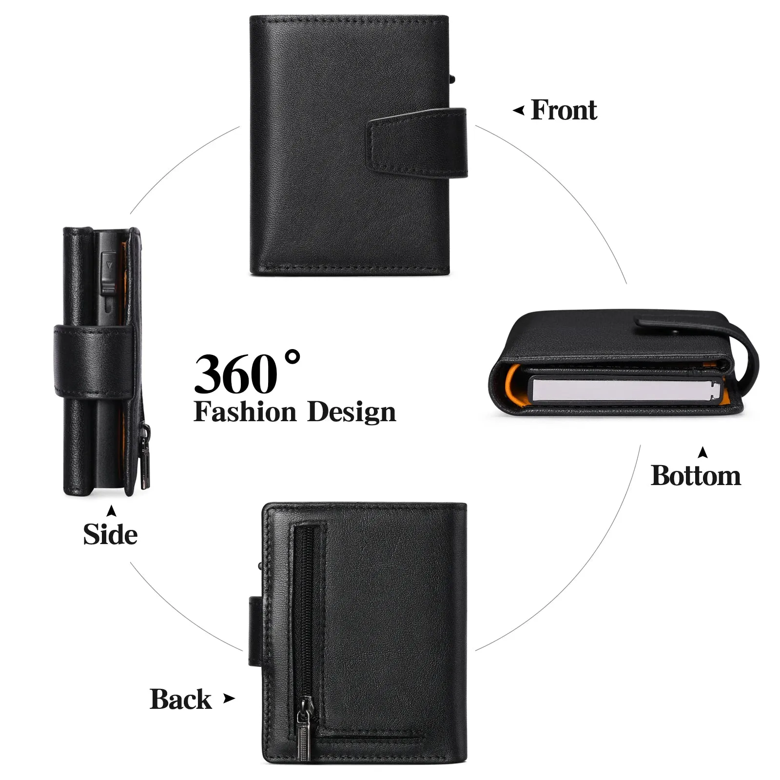 SENDEFN Genuine Leather Smart Wallet with RFID Blocking