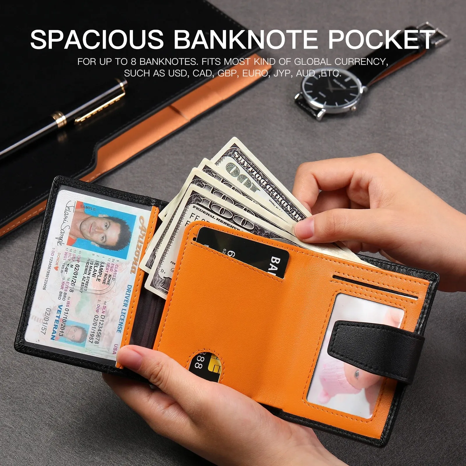 SENDEFN Genuine Leather Smart Wallet with RFID Blocking
