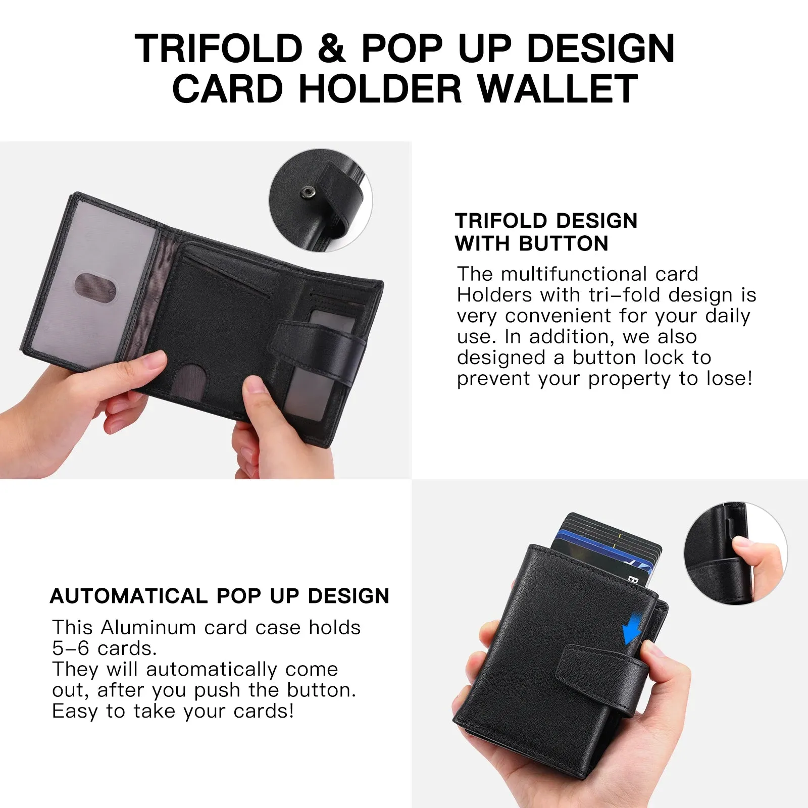 SENDEFN Genuine Leather Smart Wallet with RFID Blocking