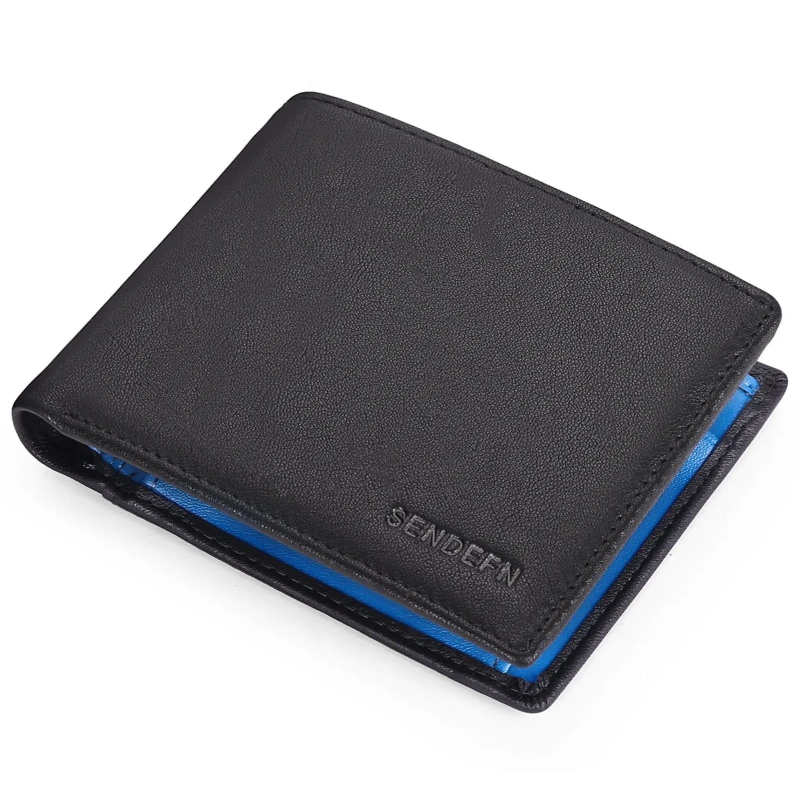 SENDEFN Slim Leather Smart Wallet with RFID Blocking