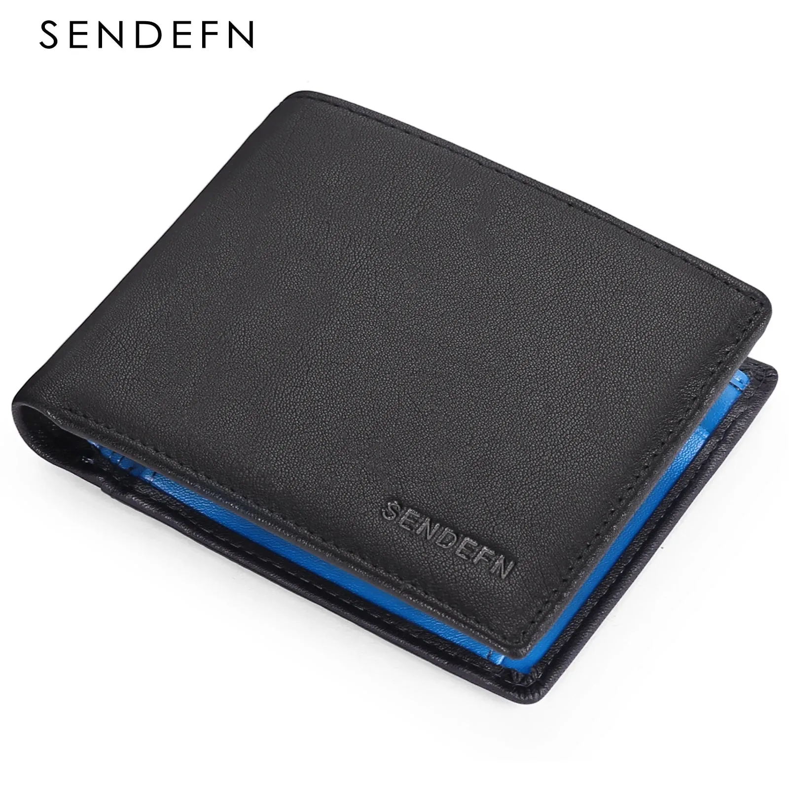 SENDEFN Slim Leather Smart Wallet with RFID Blocking