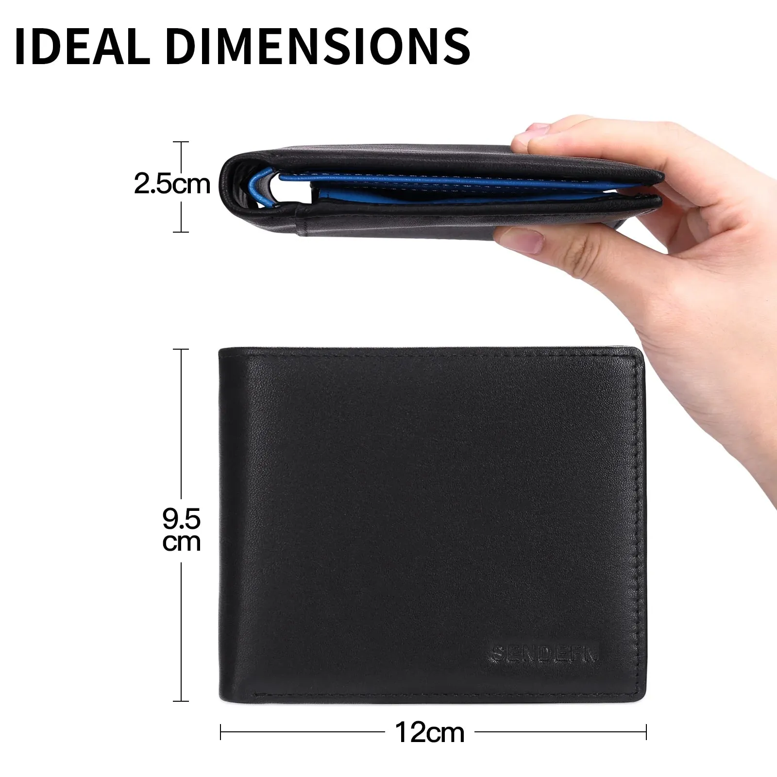 SENDEFN Slim Leather Smart Wallet with RFID Blocking