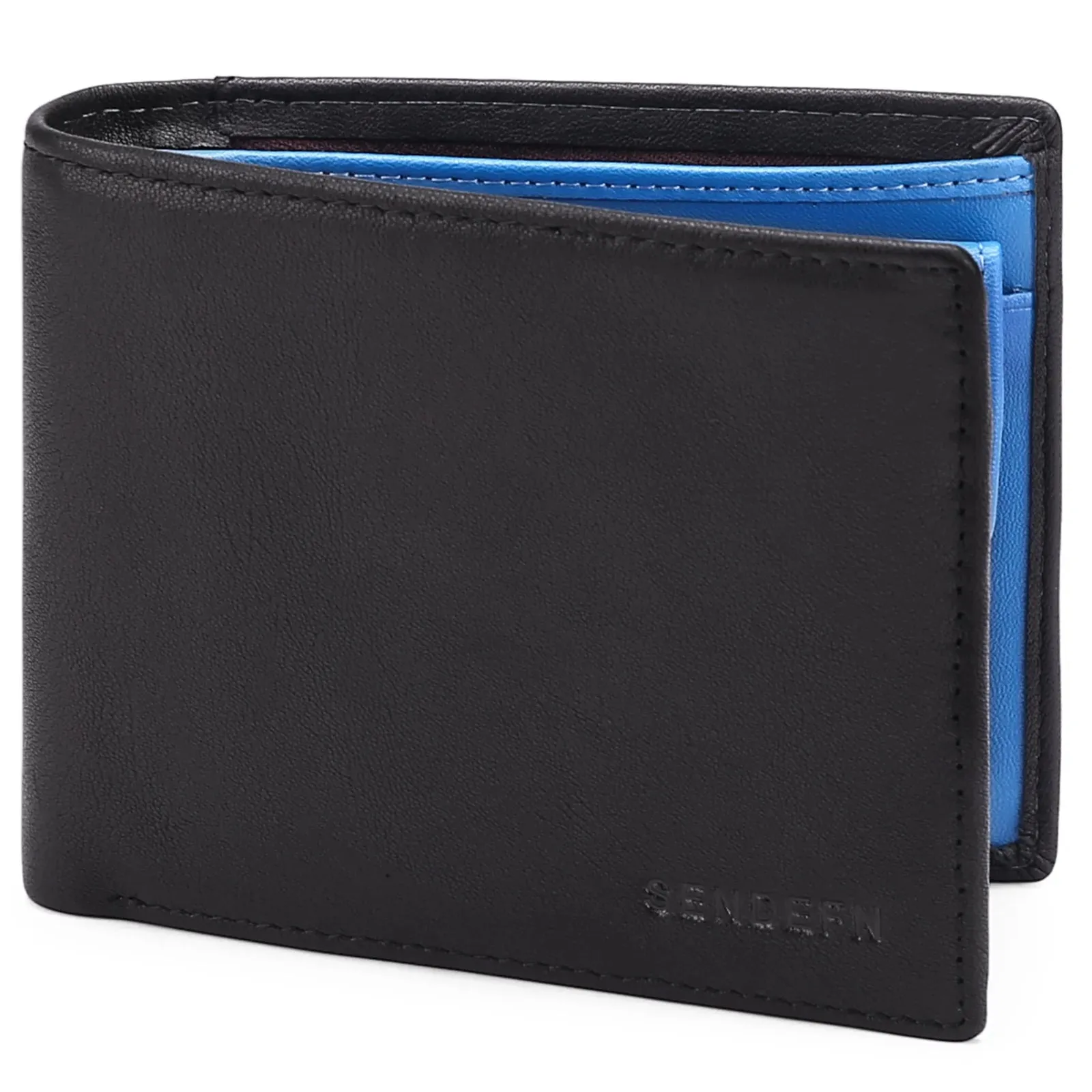 SENDEFN Slim Leather Smart Wallet with RFID Blocking