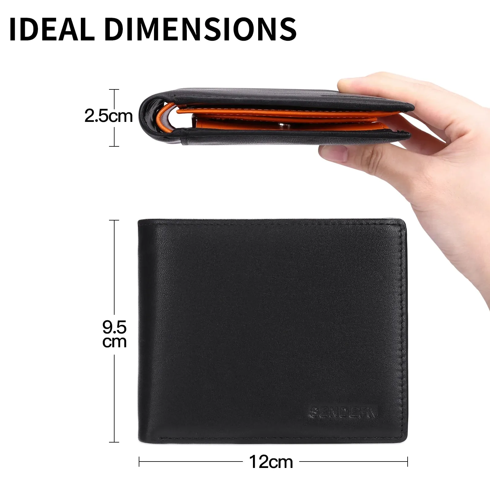 SENDEFN Slim Leather Smart Wallet with RFID Blocking