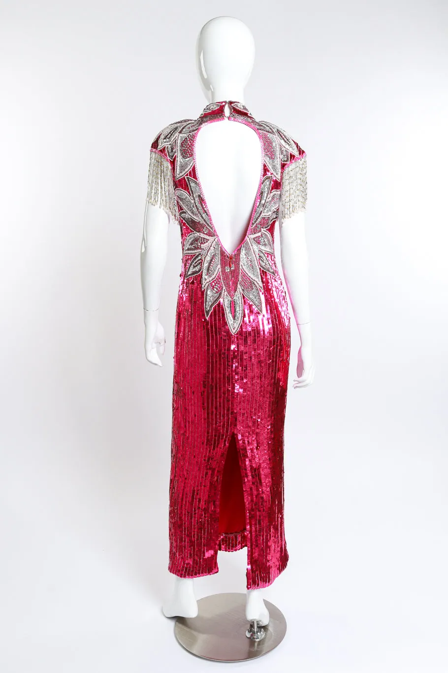 Sequin Beaded Fringe Gown
