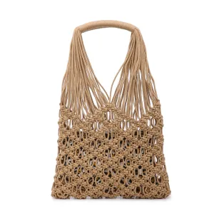Shira Macrame Bag w/ Printed Canvas Inside Bag