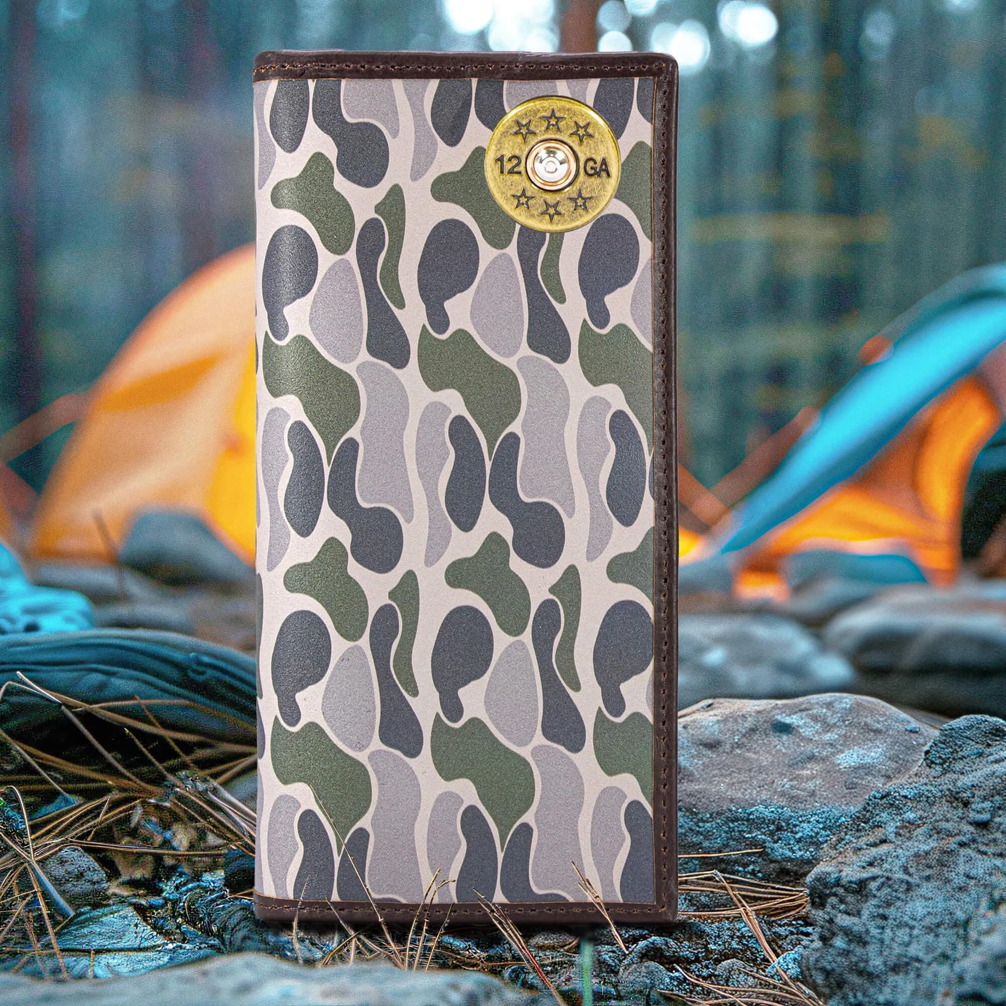 Shotshell Men's Secretary Old School Camo Leather Wallet.