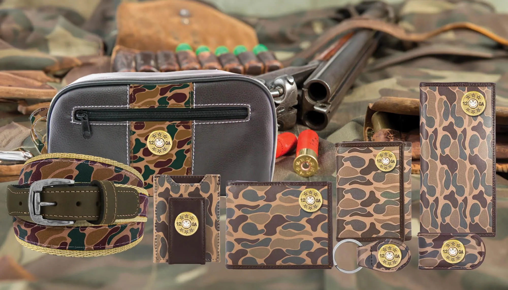 Shotshell Men's Secretary Old School Camo Leather Wallet.