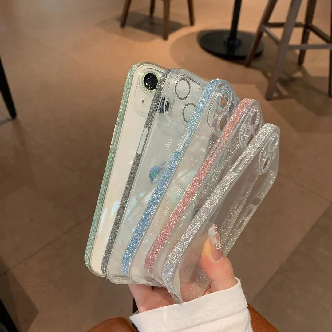 Side Sparkly Clear iPhone Case With Camera Protector