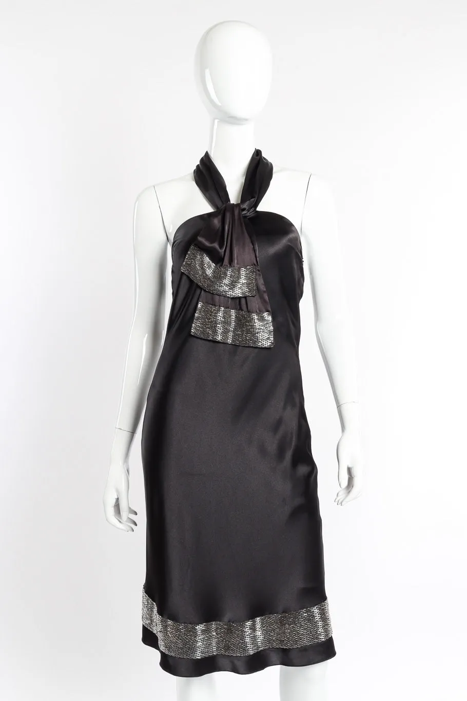 Silk Beaded Halter Dress