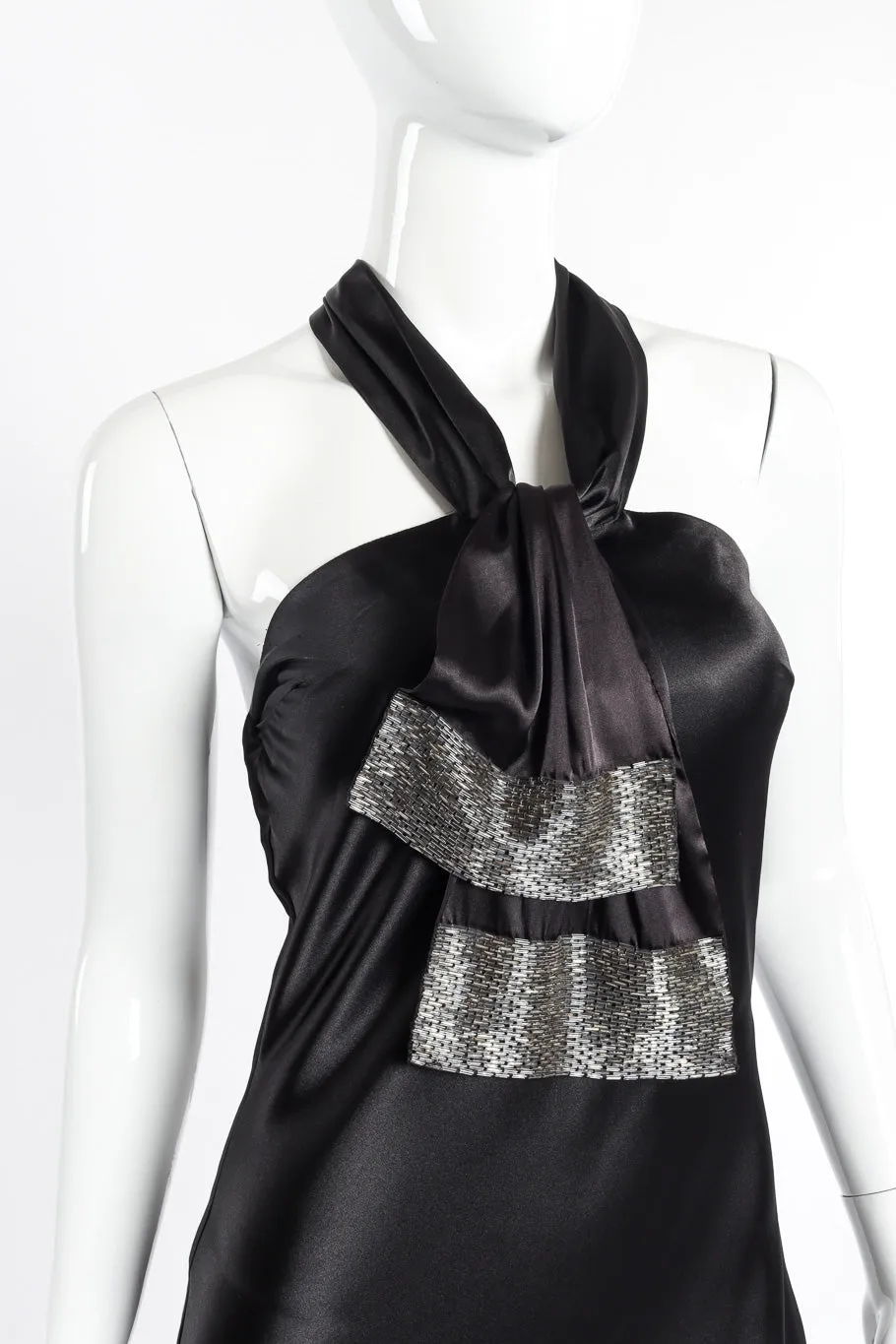 Silk Beaded Halter Dress