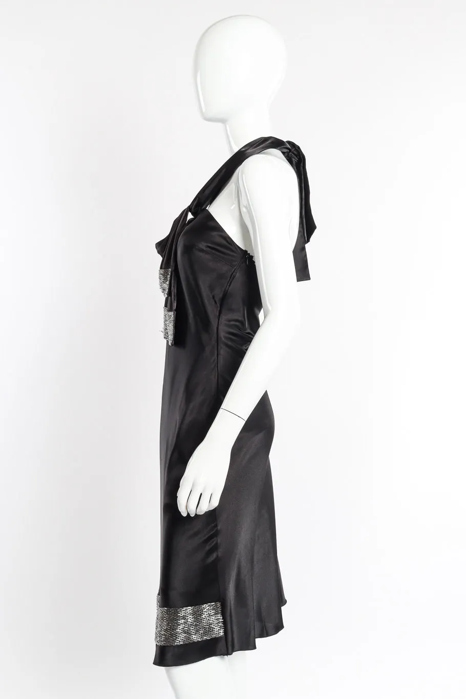 Silk Beaded Halter Dress