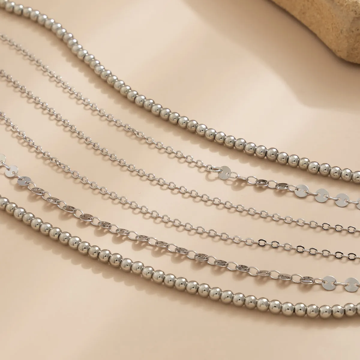 Silver-Plated Beaded Waist Chain Set