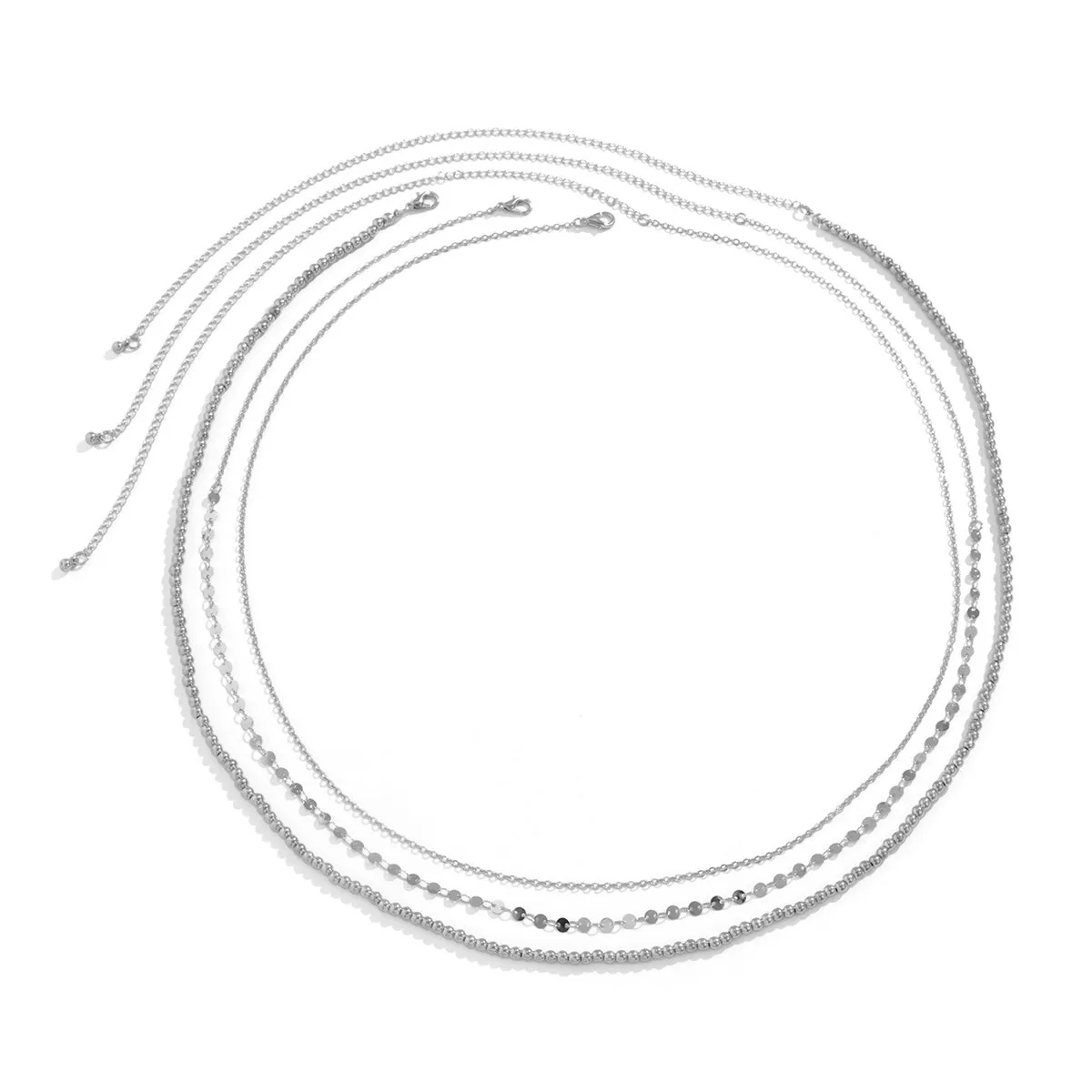 Silver-Plated Beaded Waist Chain Set