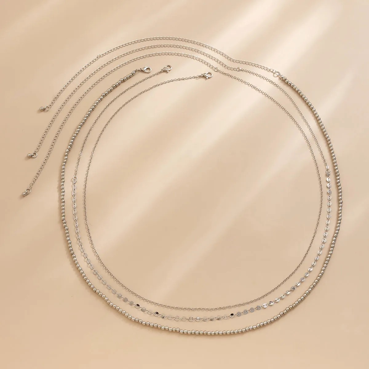 Silver-Plated Beaded Waist Chain Set