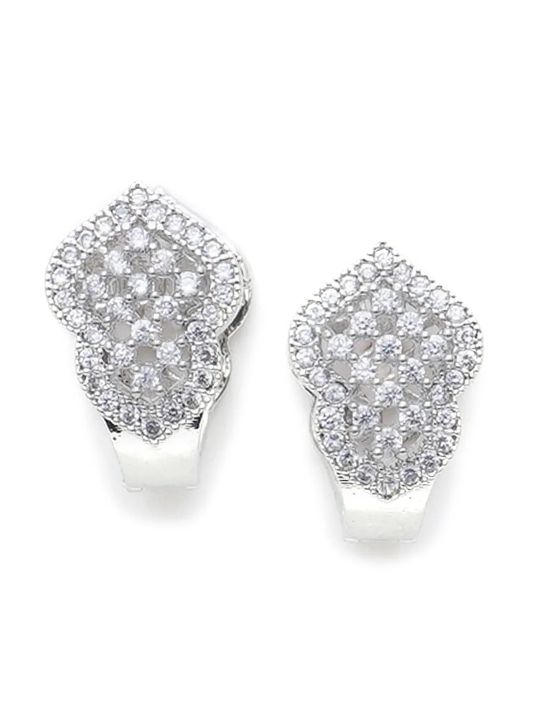 Silver-Toned Contemporary Studs Earrings