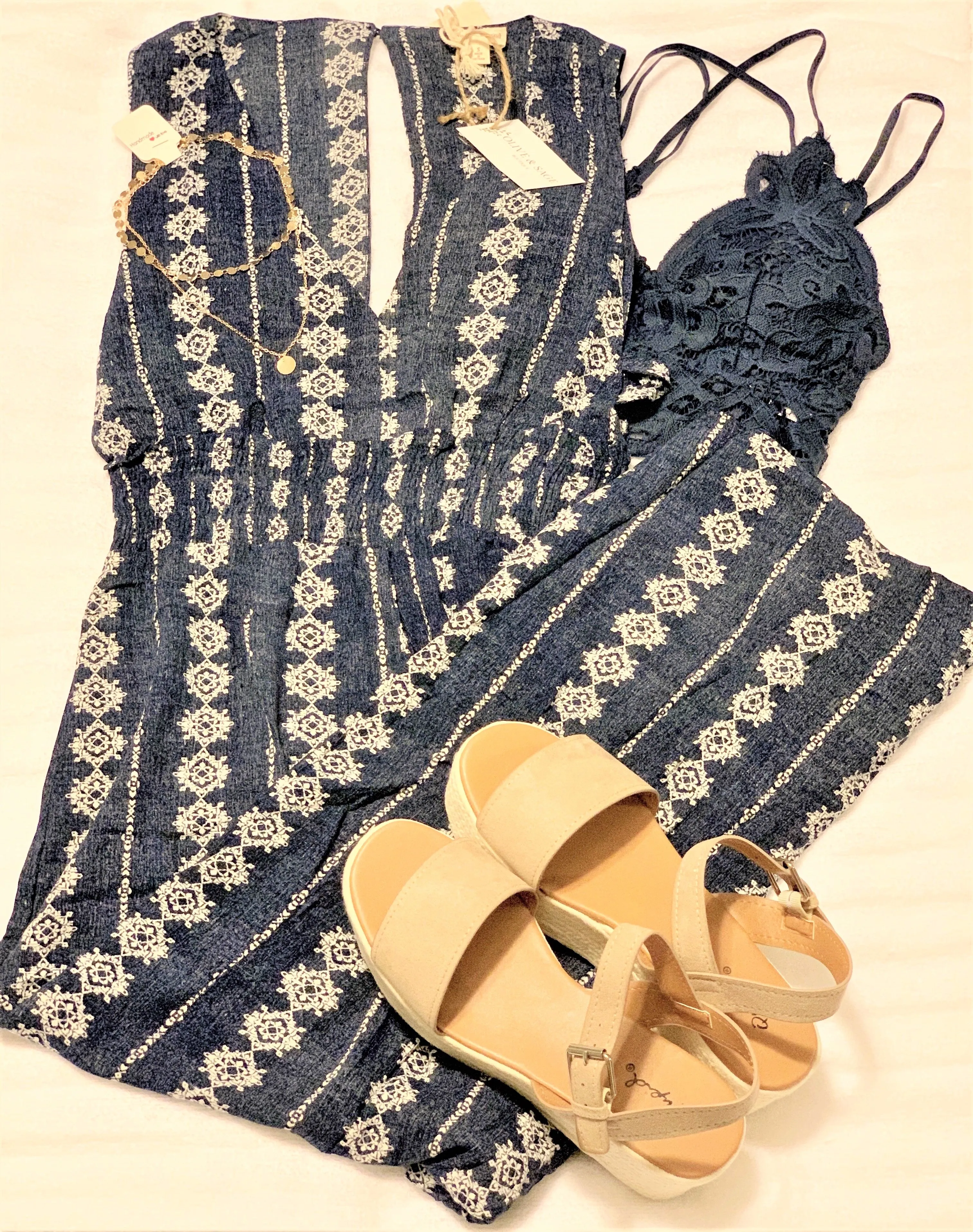 Smock Waist Printed Jumpsuit