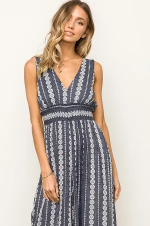 Smock Waist Printed Jumpsuit