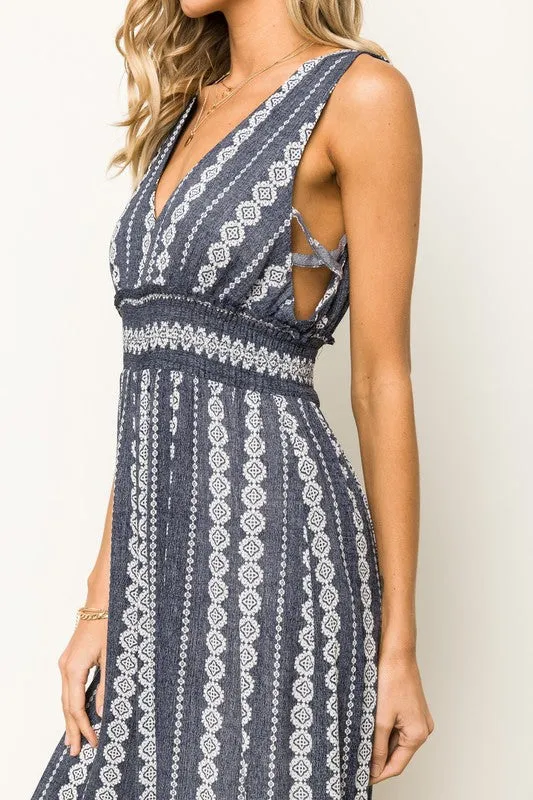 Smock Waist Printed Jumpsuit