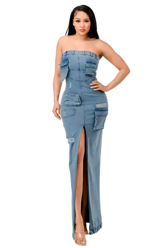 So Chic Denim Cargo Dress