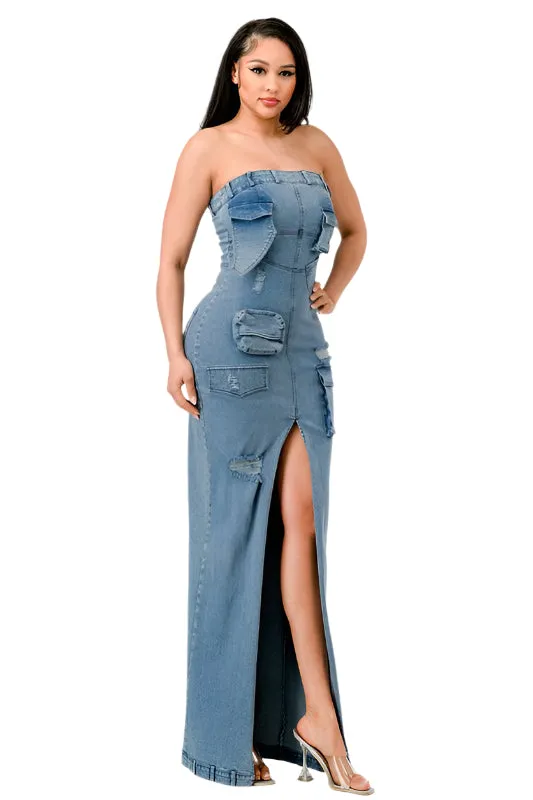 So Chic Denim Cargo Dress