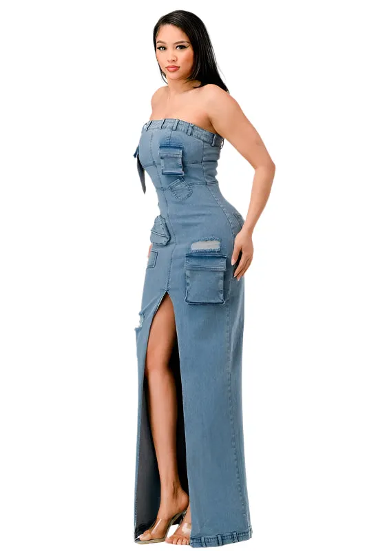 So Chic Denim Cargo Dress