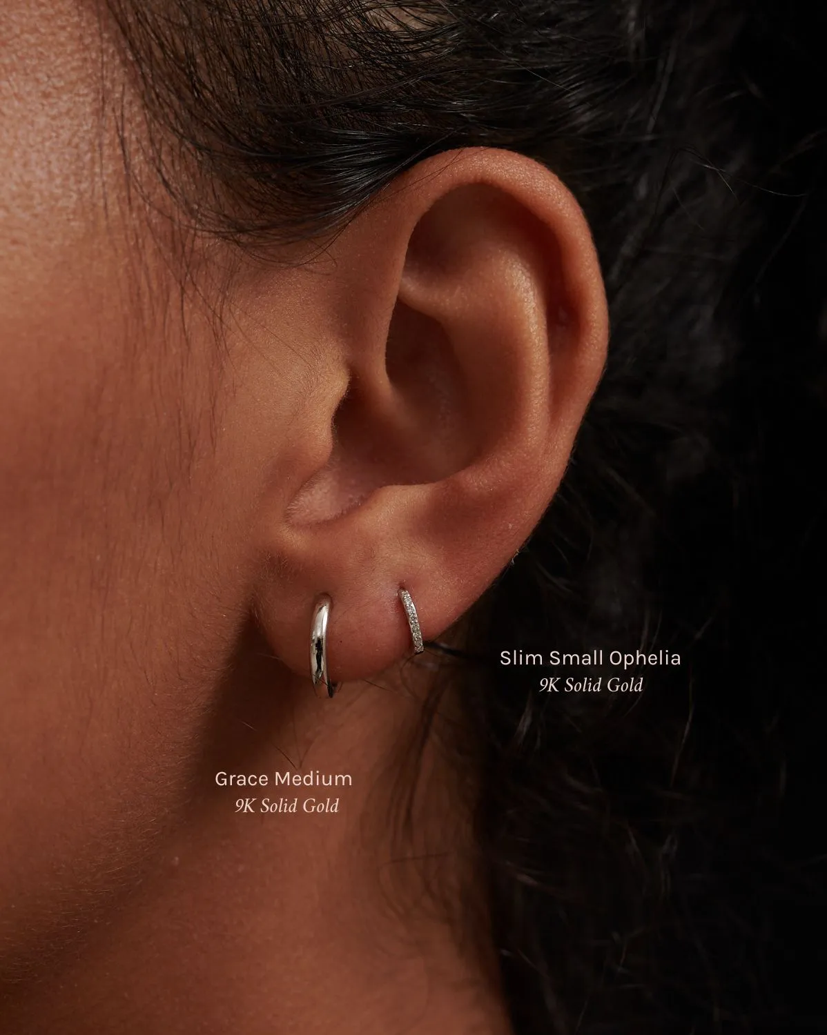 Solid White Gold Slim Small Ophelia Hoops