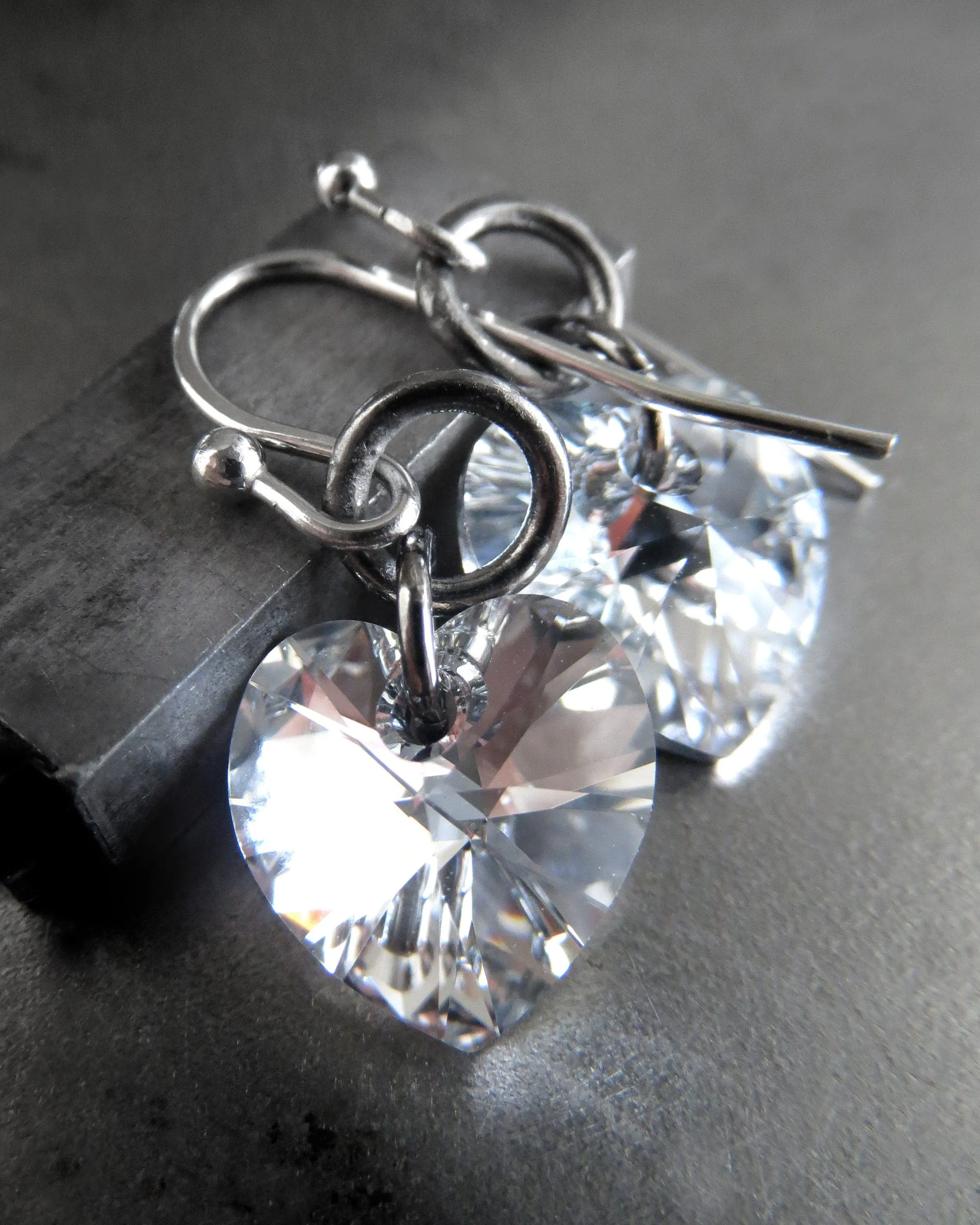 SPARKLE of my HEART - Small Sparkly Crystal Heart Earrings