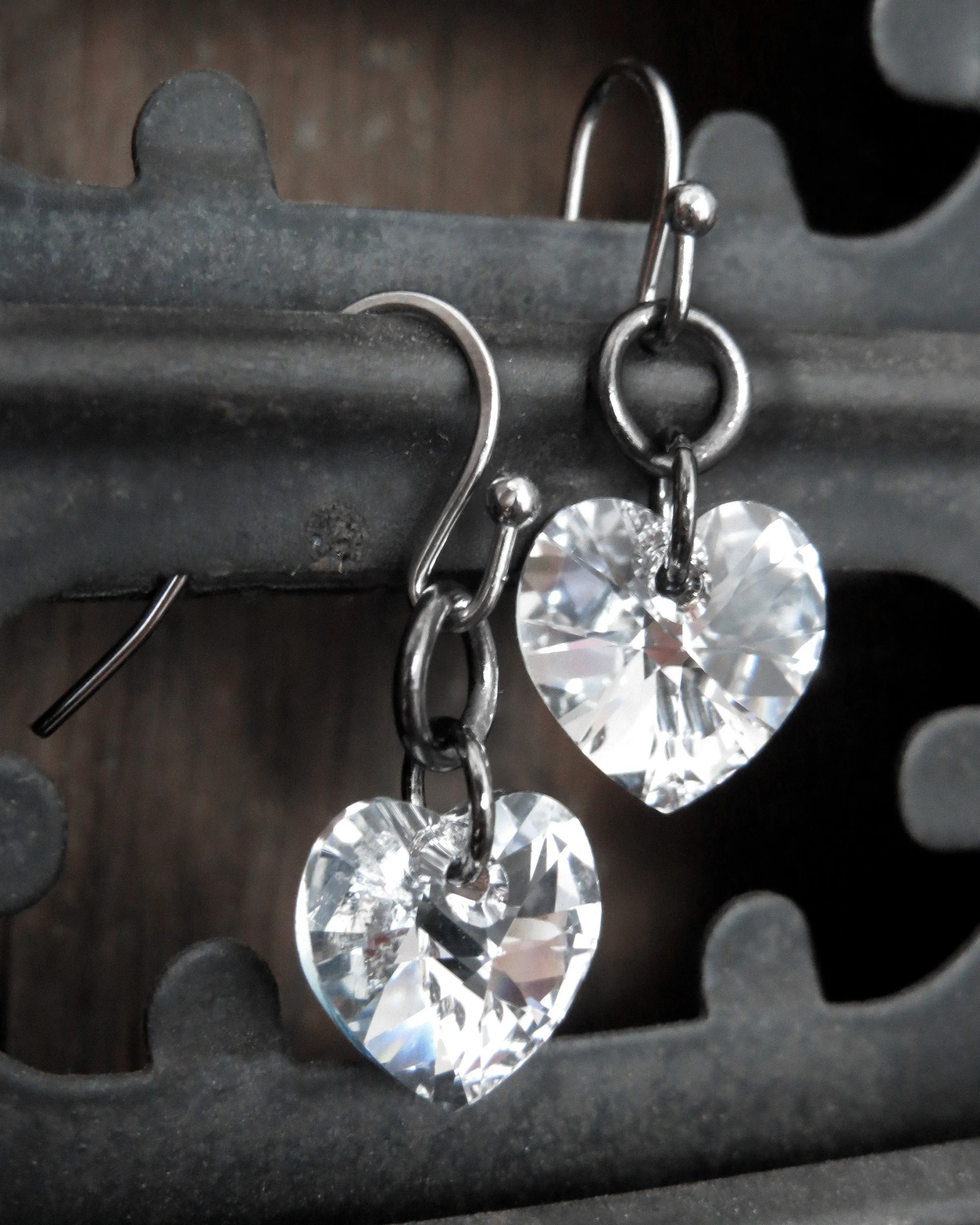 SPARKLE of my HEART - Small Sparkly Crystal Heart Earrings