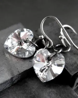 SPARKLE of my HEART - Small Sparkly Crystal Heart Earrings