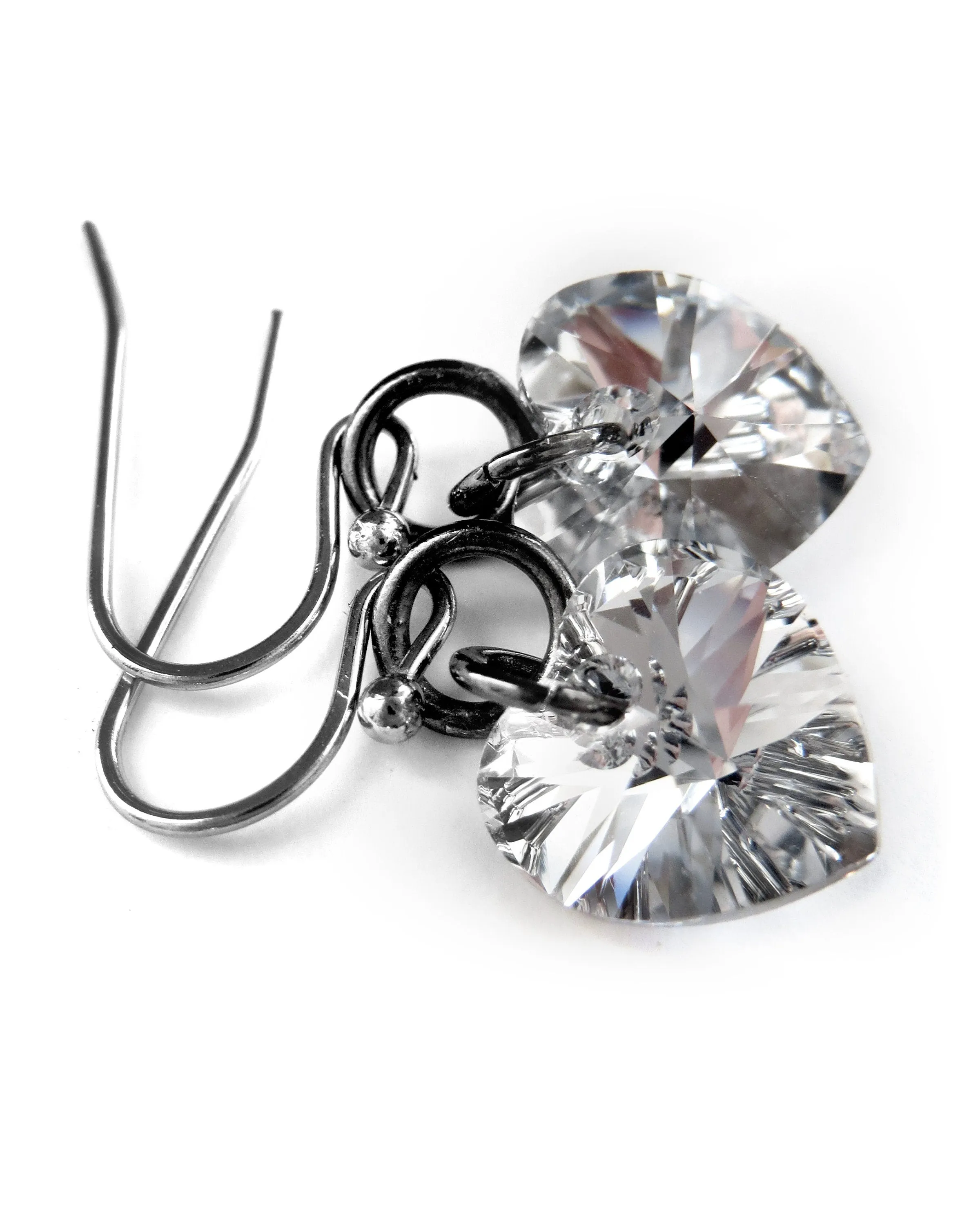 SPARKLE of my HEART - Small Sparkly Crystal Heart Earrings