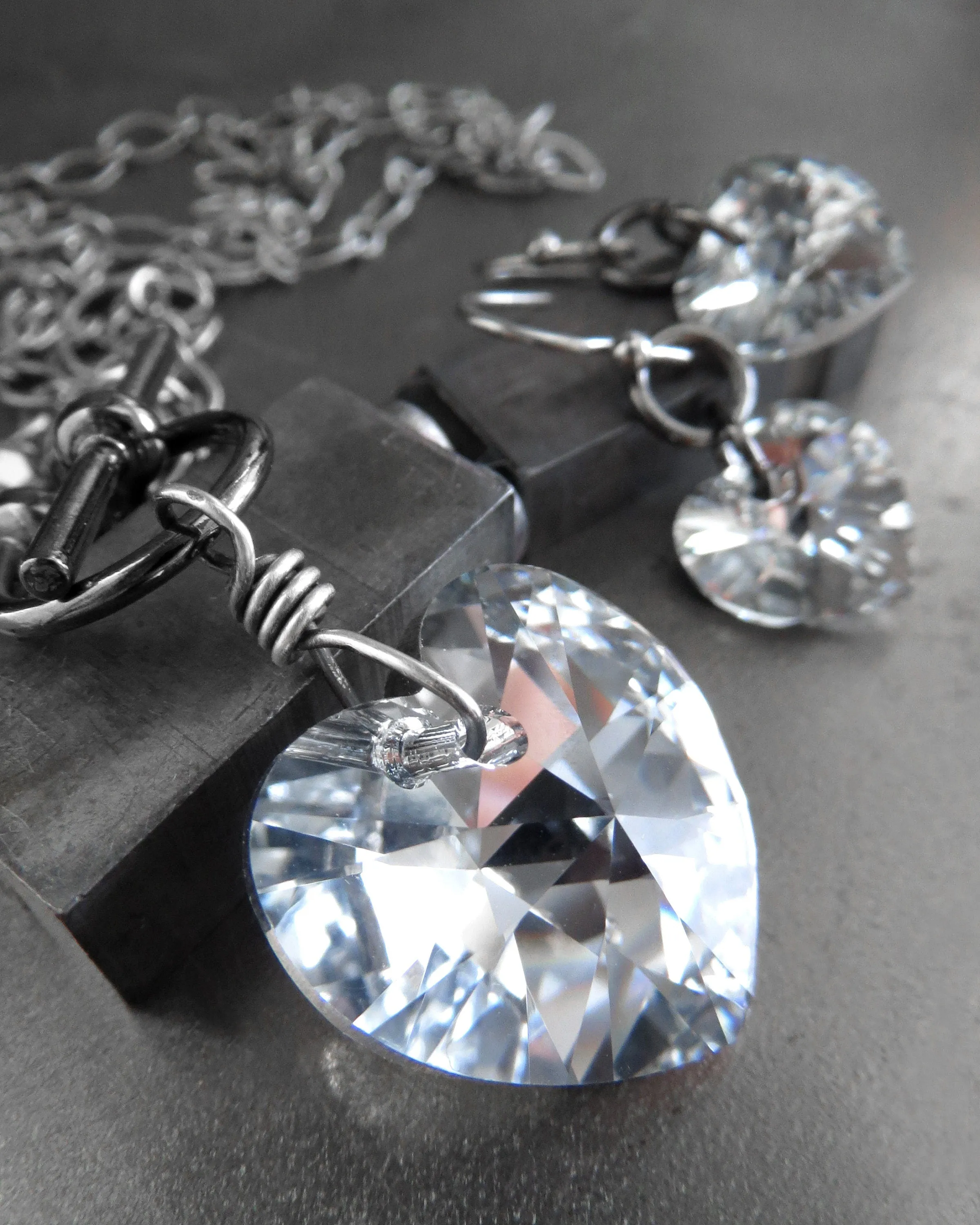 SPARKLE of my HEART - Small Sparkly Crystal Heart Earrings