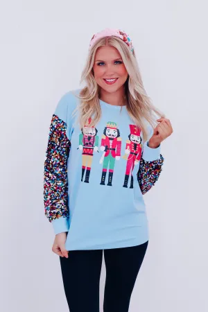 Sparkly Nutcracker Graphic Top - Blue