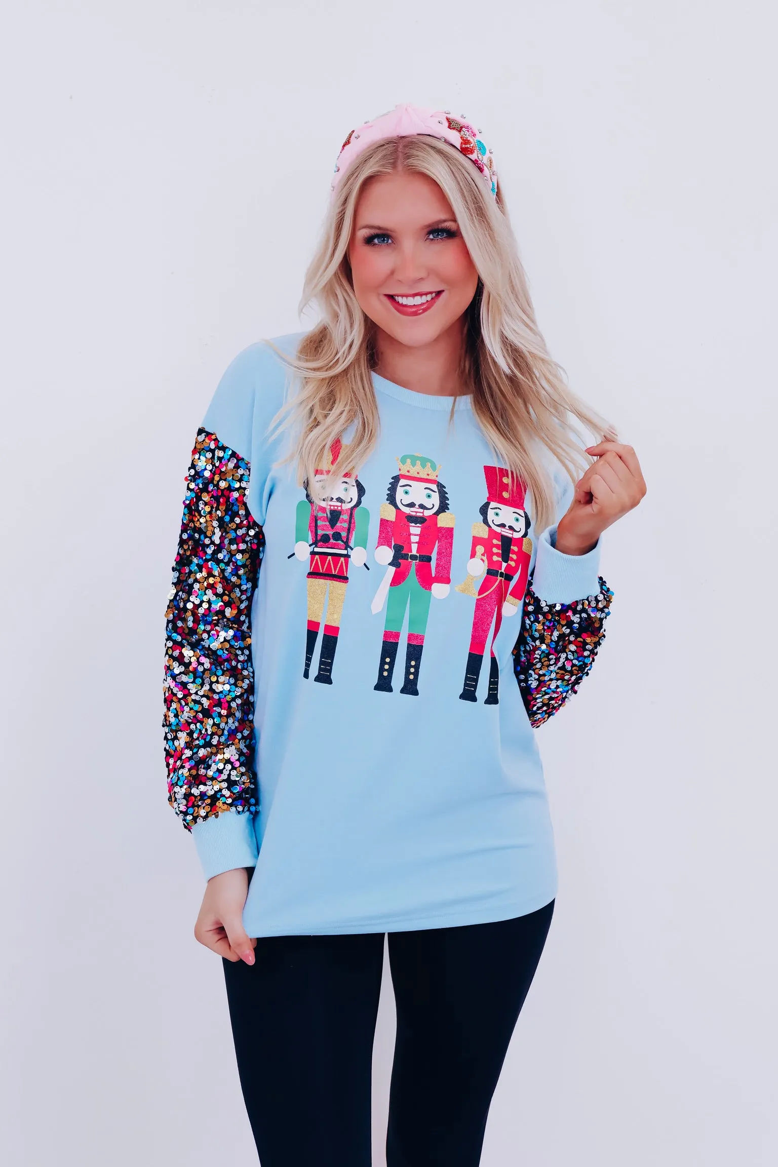 Sparkly Nutcracker Graphic Top - Blue