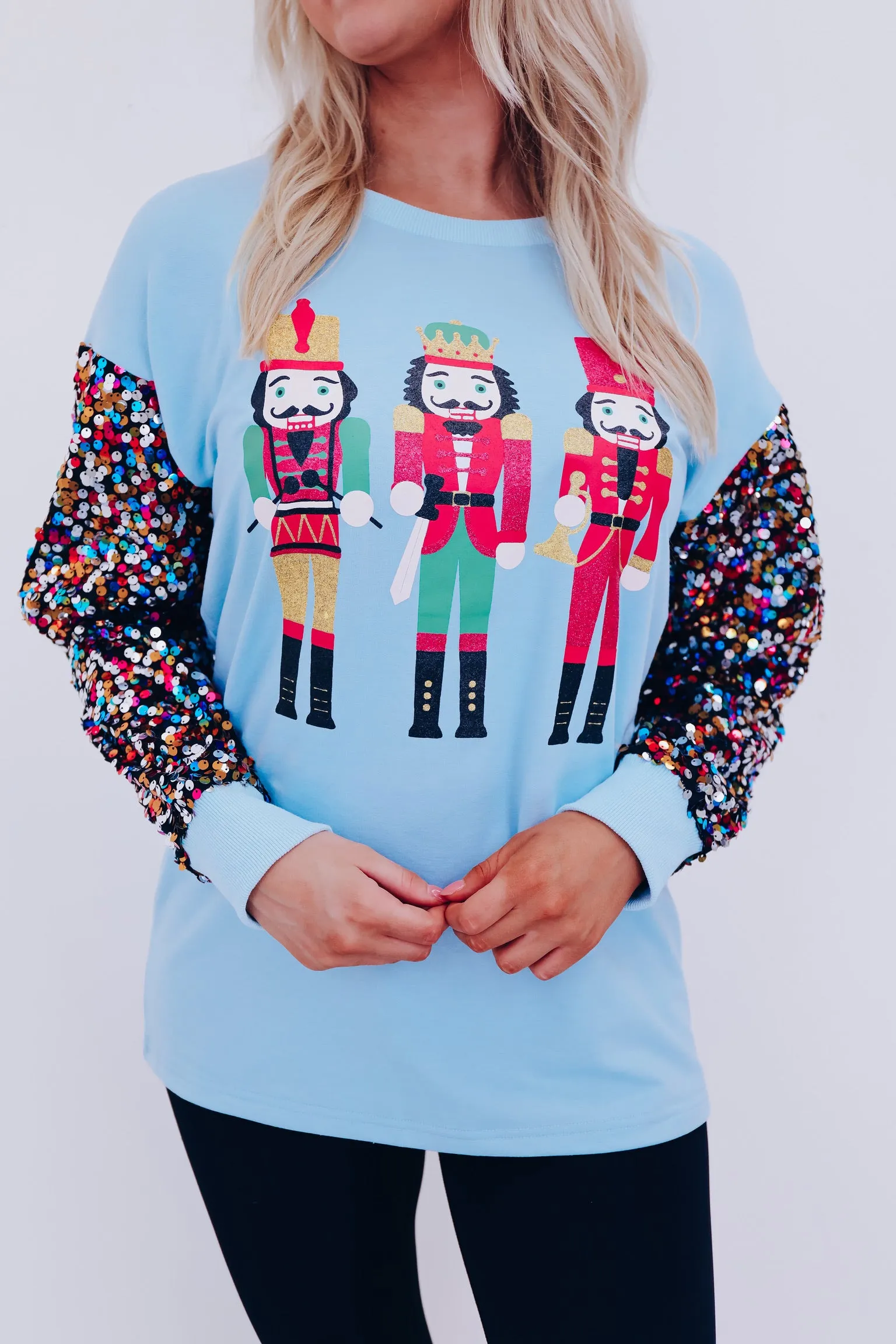 Sparkly Nutcracker Graphic Top - Blue