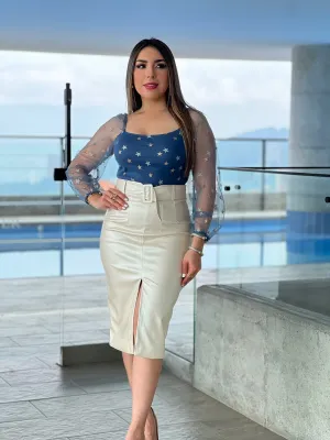 Square Neck Bodysuit With Stars