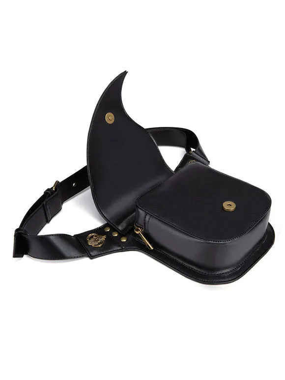 Steampunk Lolita Handbag Black PU Leather Rivets Waist Pack Gothic Lolita Accessories