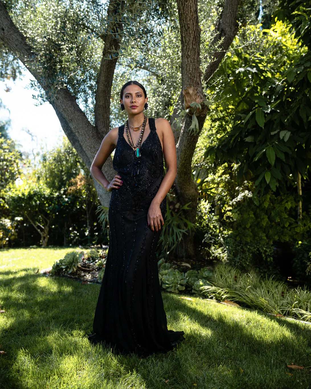 Strappy Beaded Gown
