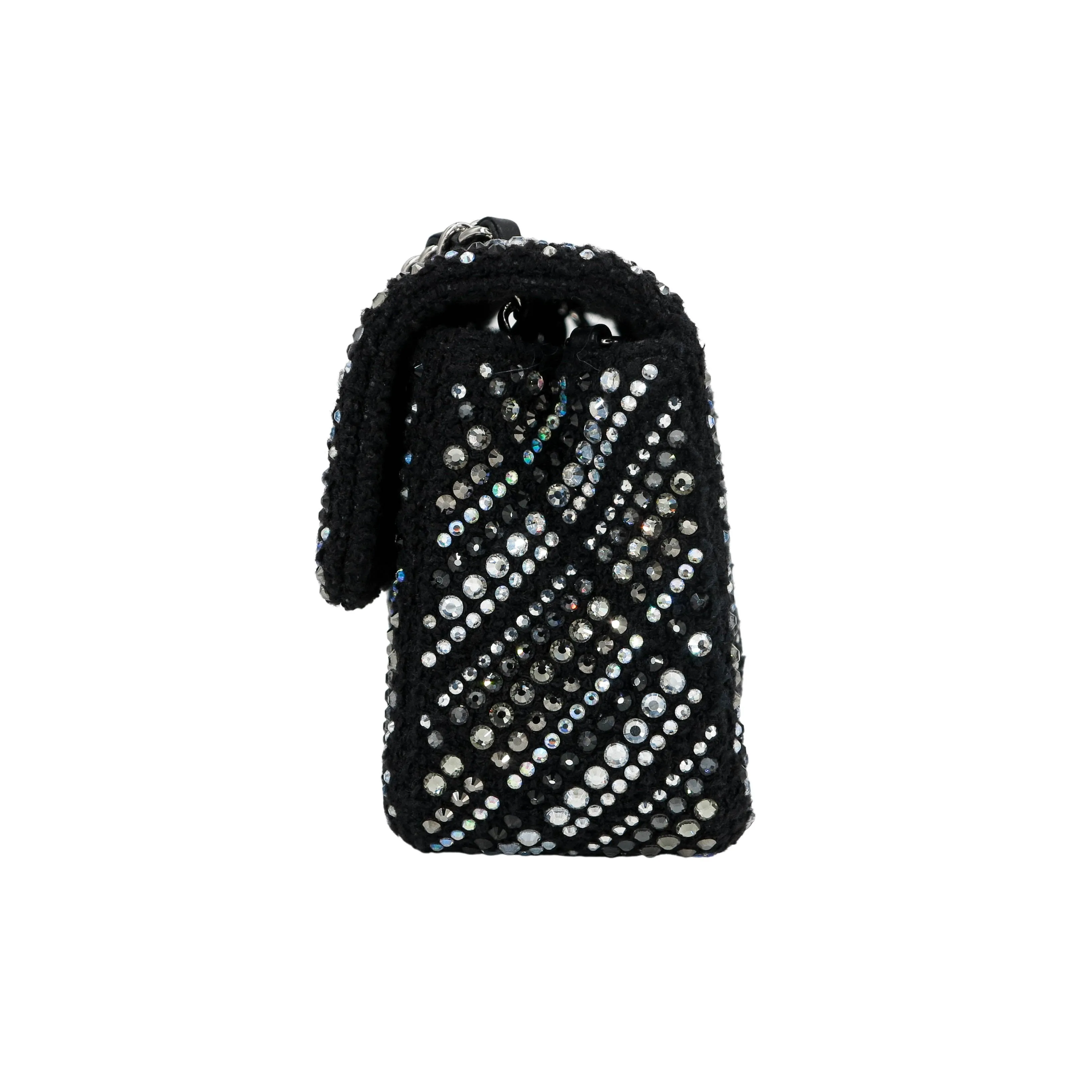 Strass Swarovski Crystal Black Tweed Classic Mini Rectangular Flap Bag