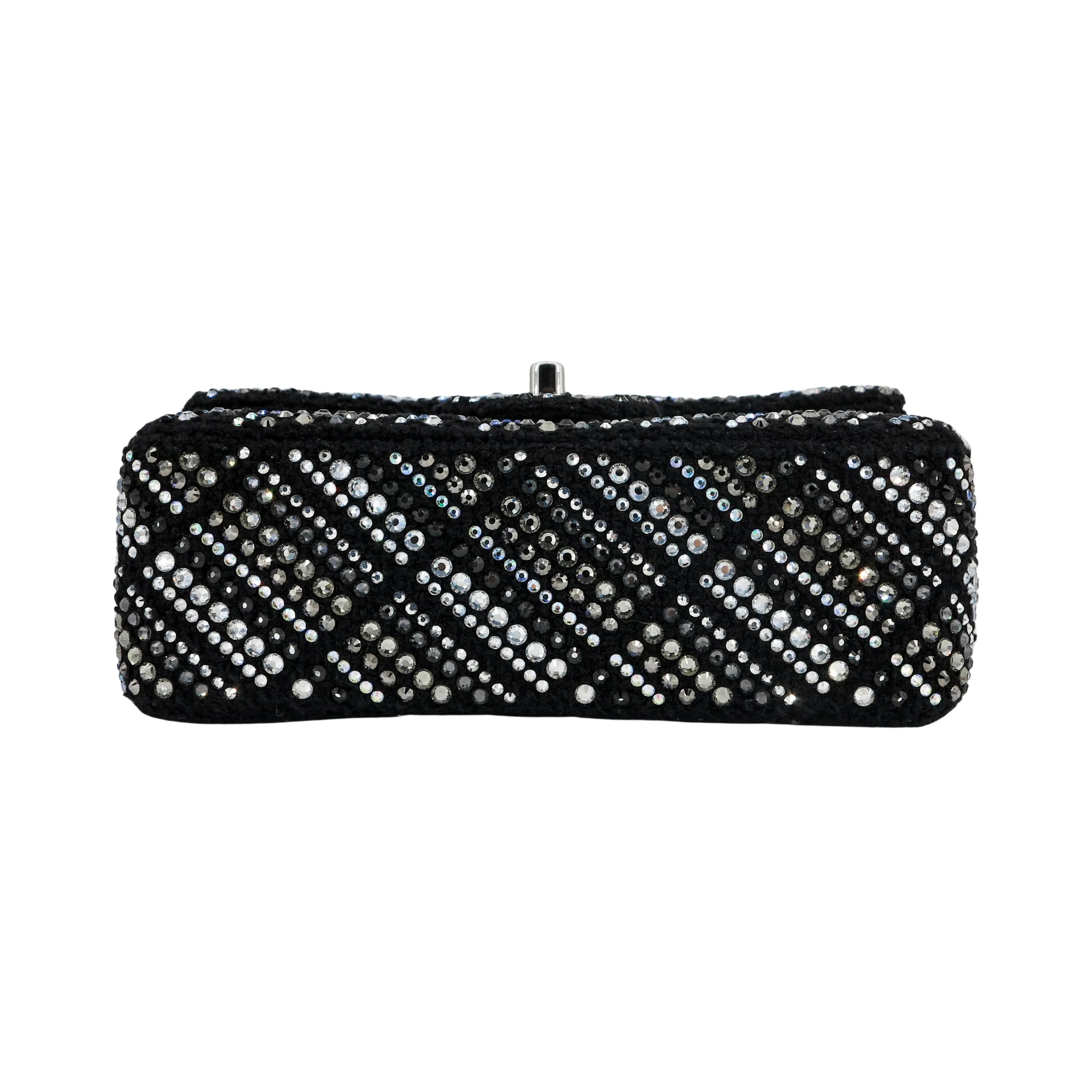 Strass Swarovski Crystal Black Tweed Classic Mini Rectangular Flap Bag