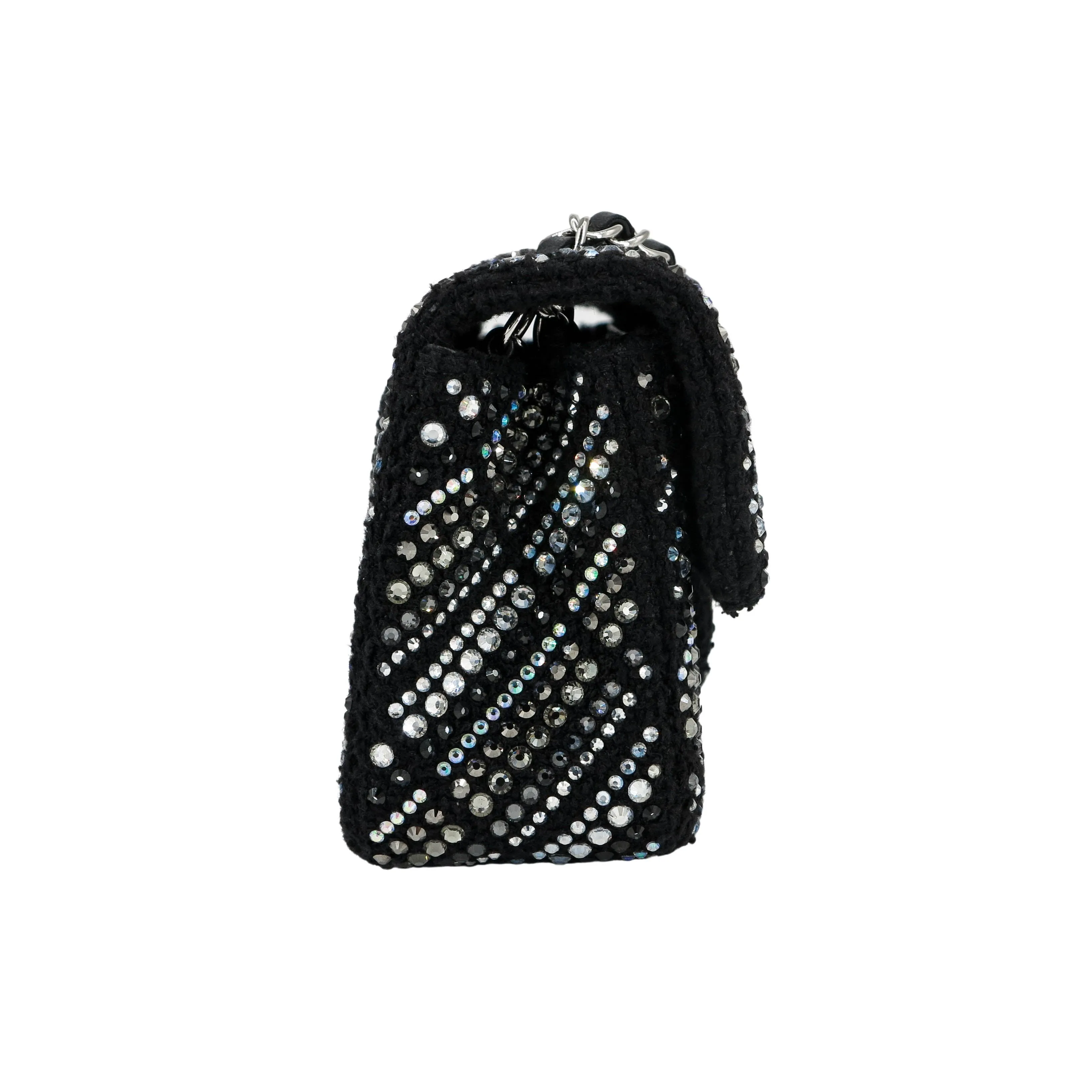 Strass Swarovski Crystal Black Tweed Classic Mini Rectangular Flap Bag