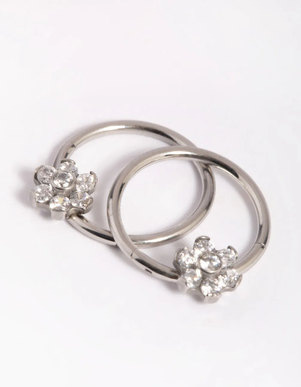 Surgical Steel Small Flower Hoop Earrings