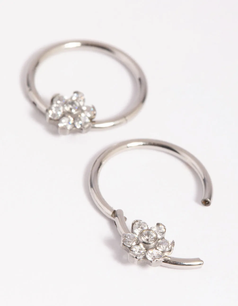 Surgical Steel Small Flower Hoop Earrings