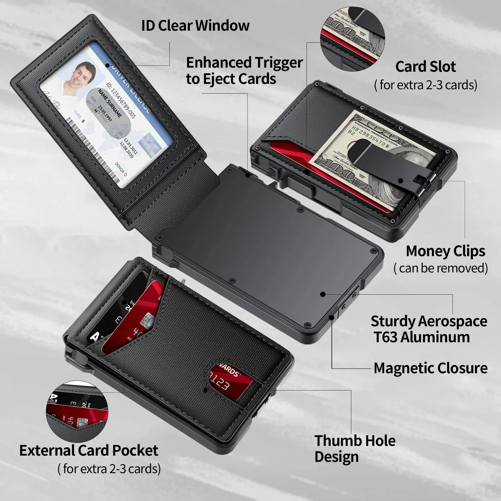 TANGMO Tactical Smart Wallet with RFID Blocking and Card Popup